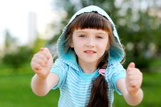 Outdoor Portrait Of Cute Child Girl In Blue Jacket Stock Image Outdoor Portrait Of Cute Child Girl In Blue Jacket Stock Image