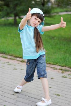 Outdoor Portrait Of Cute Child Girl In Blue Jacket Royalty Free Stock Images Outdoor Portrait Of Cute Child Girl In Blue Jacket Royalty Free Stock Images