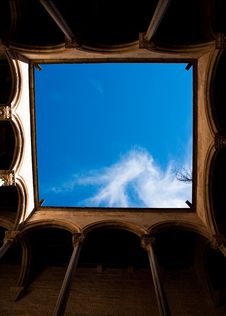 The Sky Viewed From A Romanesque Cloister Stock Photography The Sky Viewed From A Romanesque Cloister Stock Photography