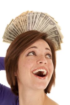 Greed Money Behind Head Royalty Free Stock Photography