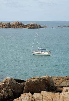 Yacht In The Bay. Guernsey Stock Photography Yacht In The Bay. Guernsey Stock Photography