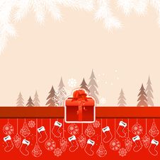 Christmas Card With Hanging Santa Socks Stock Photos