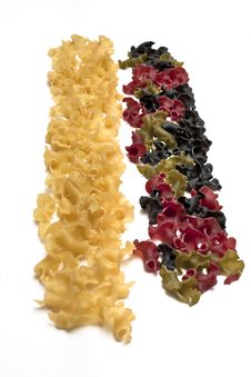 Two Stripes Of Gigli Colored Pasta Stock Photos Two Stripes Of Gigli Colored Pasta Stock Photos