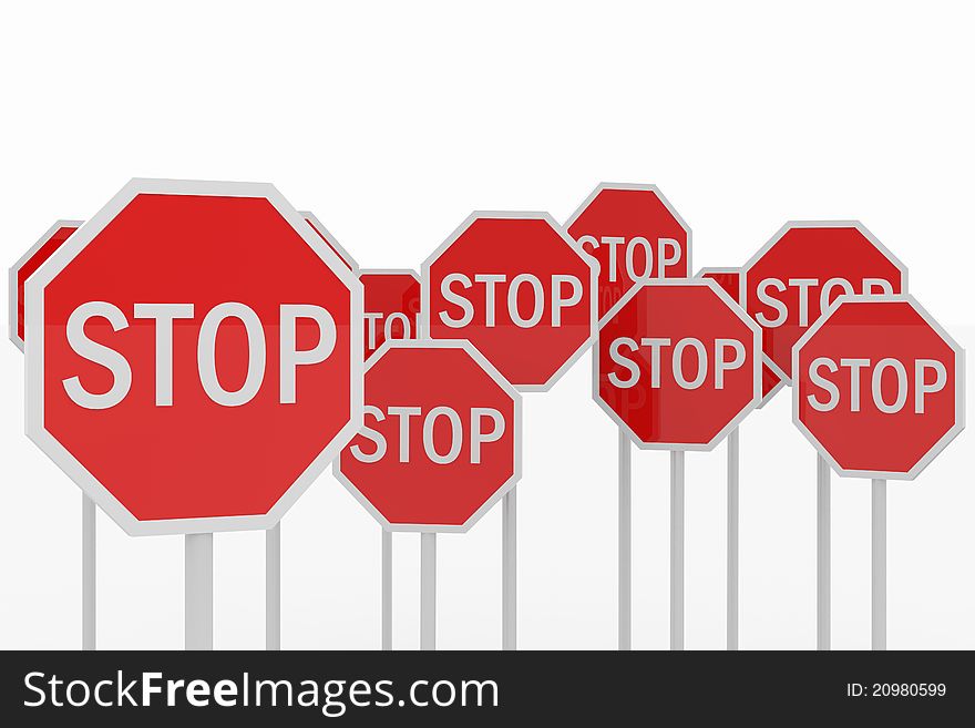 Stop sings. Computer generated image.