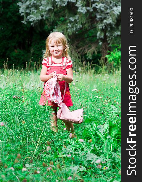 Beautiful girl in the meadow outdoor