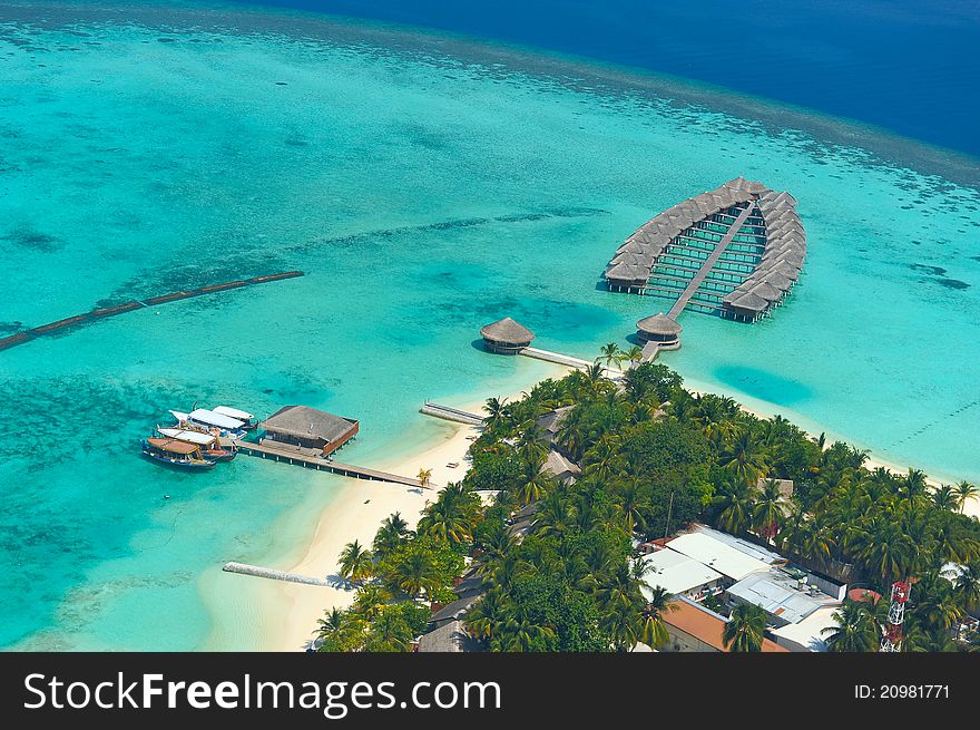 Maldives island from sky view