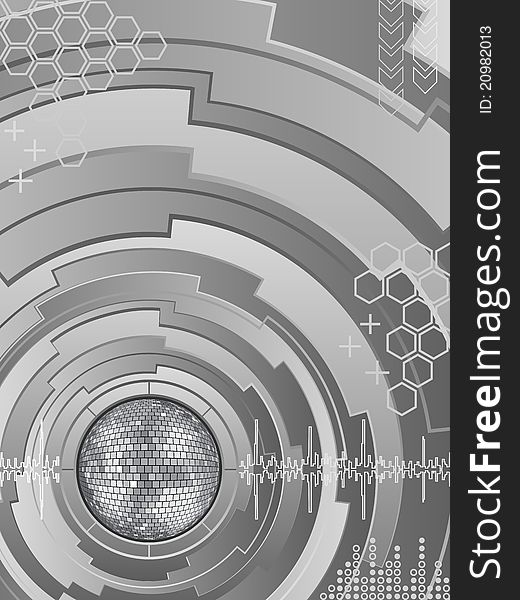Abstract background with disco ball. Vector illustration.