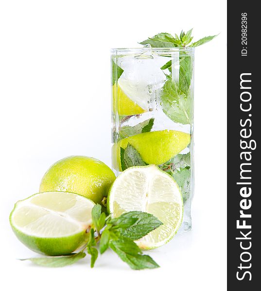 Mojito cocktail on white background. Mojito cocktail on white background