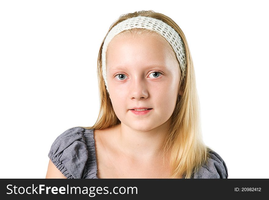 Portrait of a student teenager girl isolated on white backgro. Portrait of a student teenager girl isolated on white backgro