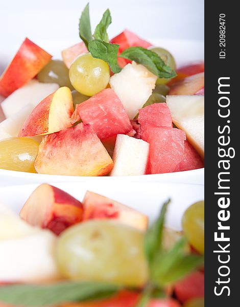 Luscious healthy eating, with water-melon, melon, peach, grapes. Luscious healthy eating, with water-melon, melon, peach, grapes