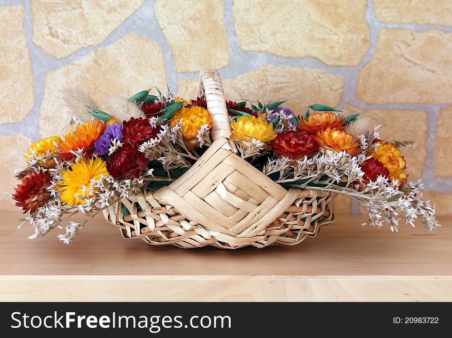 Details of a bouquet of dried flowers