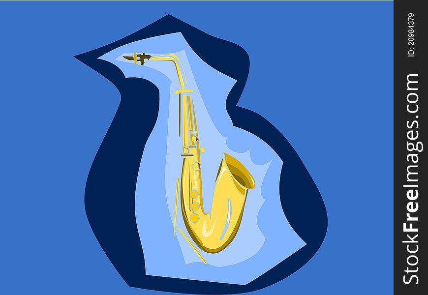 Saxophone on a blue background