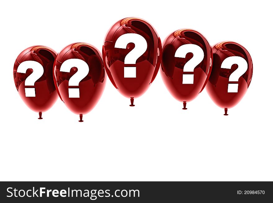 3d render dark red balloon interrogation mark
