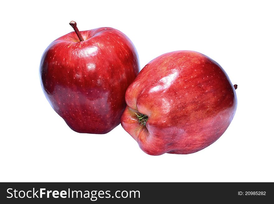 Closeup isolated juicy red apple. Closeup isolated juicy red apple