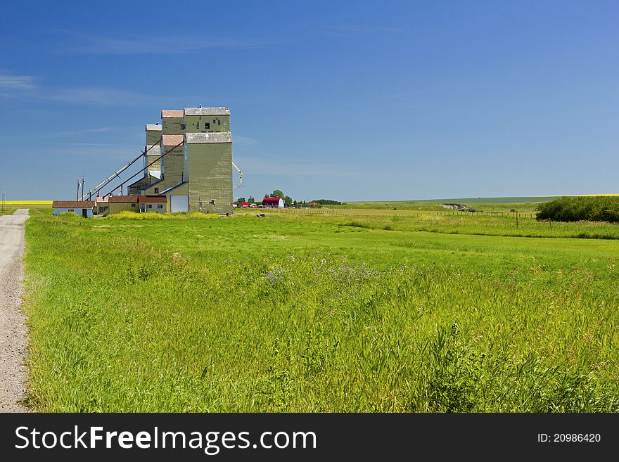 Three grain elevators at Mossleigh Alberta. Three grain elevators at Mossleigh Alberta