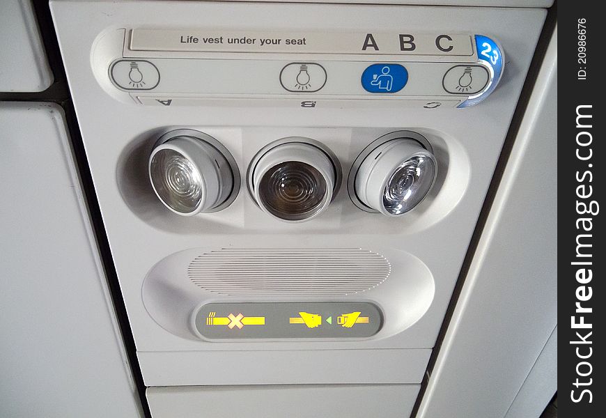 Air conditioning and lights give passengers a heads up on their flight. Air conditioning and lights give passengers a heads up on their flight