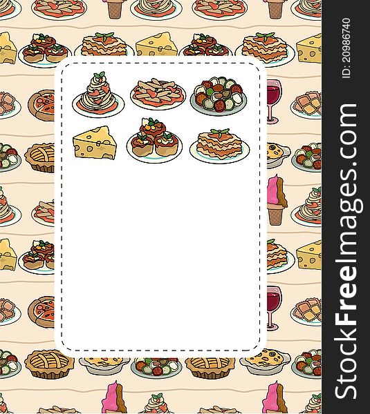 Cartoon Italian Food Card