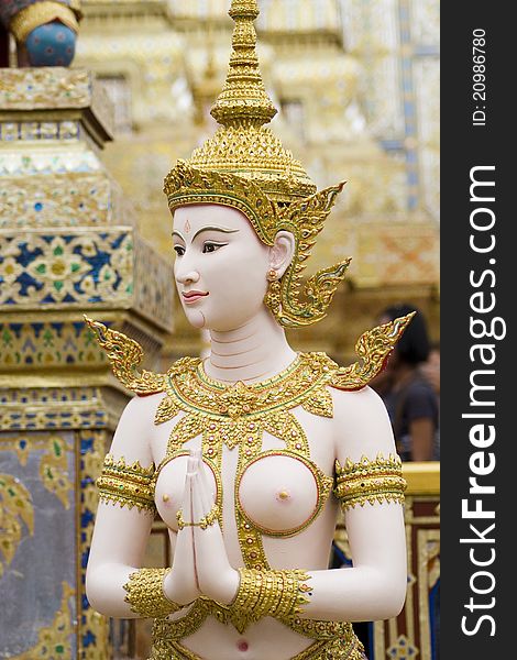 Kinaree is thai angel, a mythology figure, is watching the temple