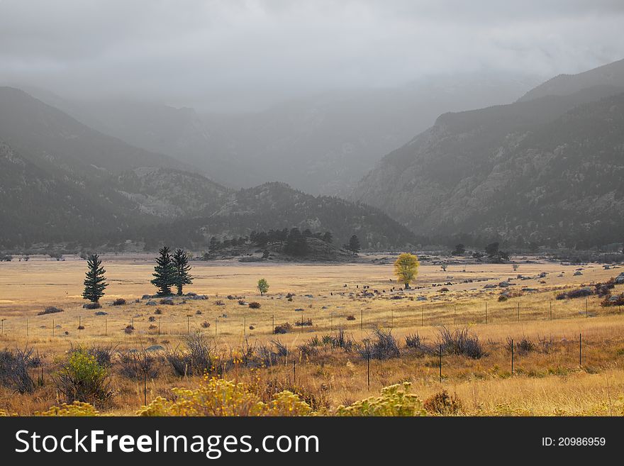 Low clouds settle in over the Rocky Mountains. Low clouds settle in over the Rocky Mountains