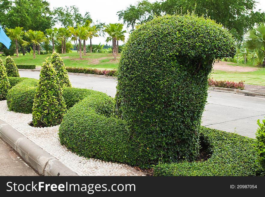 Dwarf into snake on traffic island,Thailand.