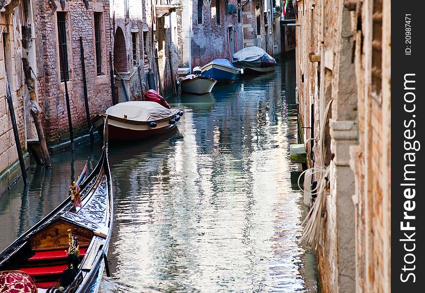 Canal, Gondola, Boats In Venice