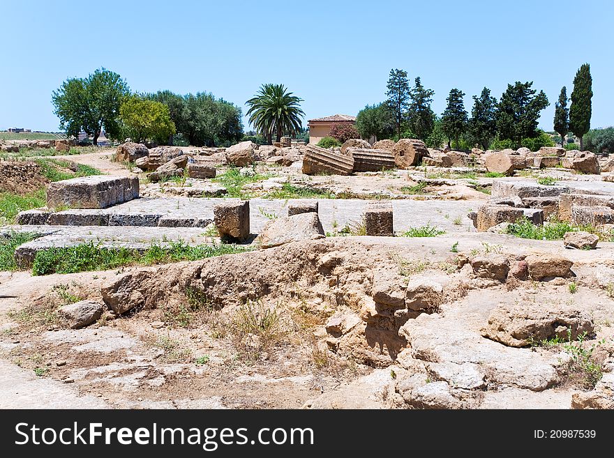 Ruins of antique Greek Temple in Sicily