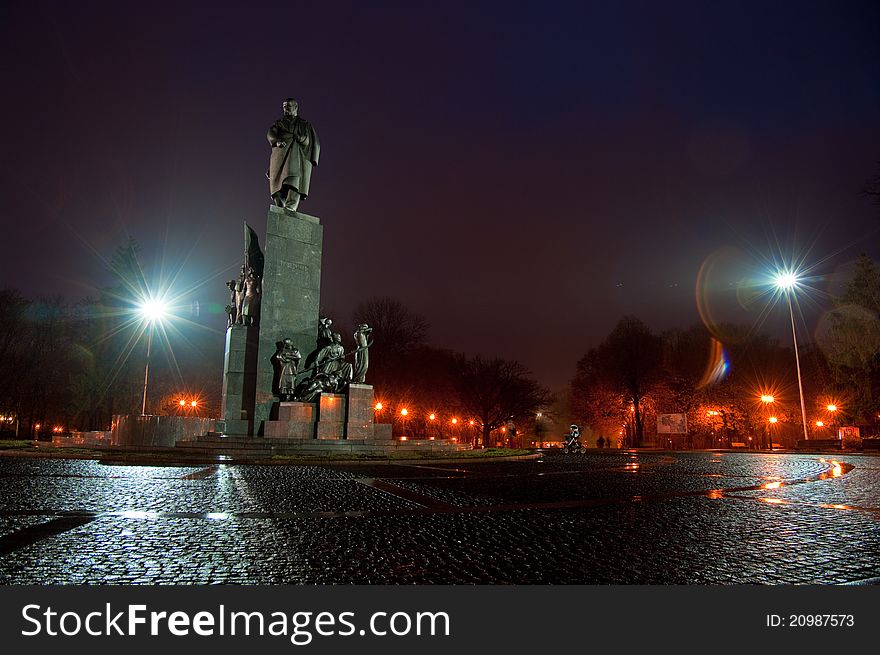 Shevchenko monument on a summer evening after rain