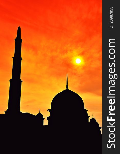 Scenery Of Silhouetted Mosque