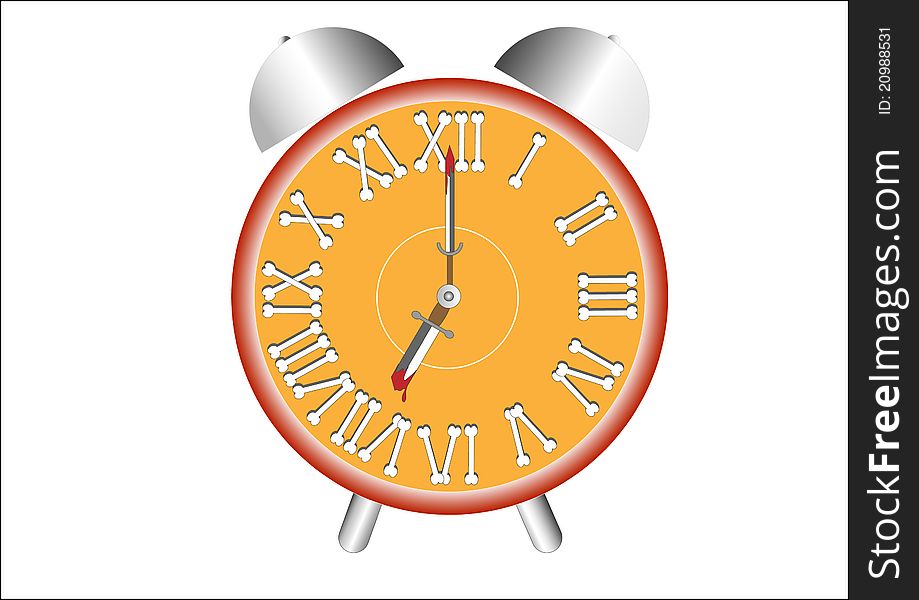 Alarm clock with a bloody arrow.vector illustration. Alarm clock with a bloody arrow.vector illustration