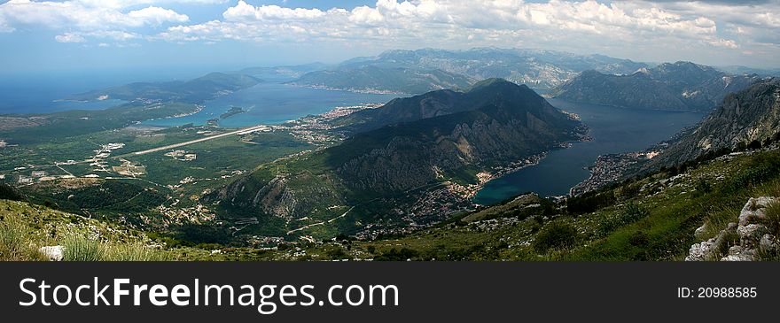 Kotor bay, shot of the mountains Lovcen, Montenegro