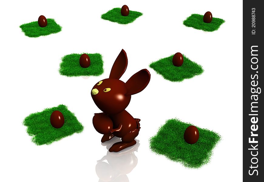 Chocolate rabbit and egg