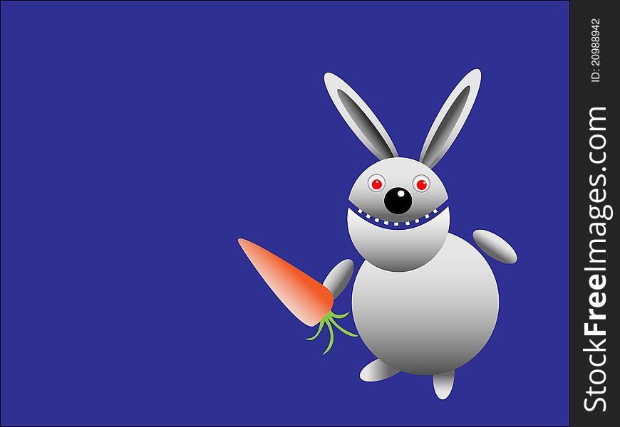 Cartoon funny rabbit on blue background.vector