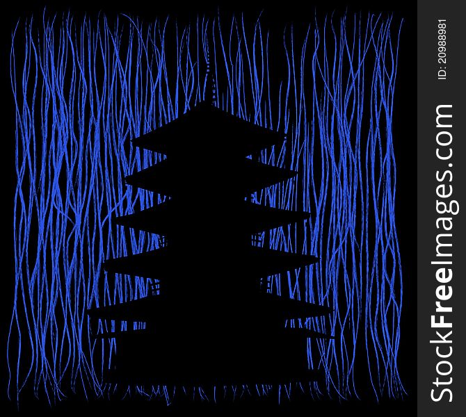 Japanese pagoda on black background.Vector.