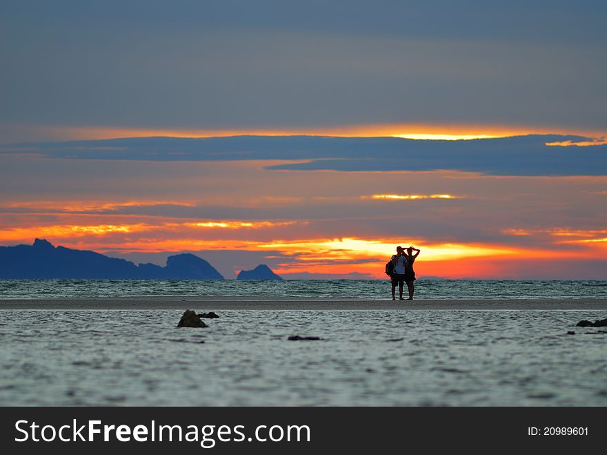 Sunset time at the ocean koh samui thailand.