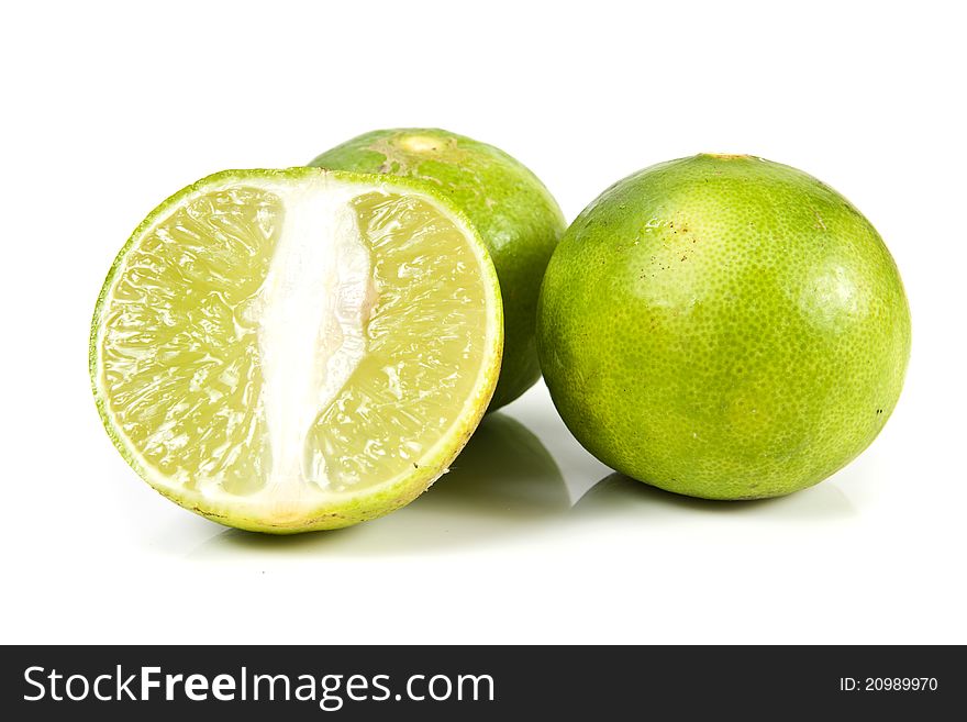 Group of fresh lime on the white background