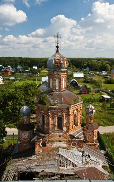 Old Orthodox Church Bird-fly View Royalty Free Stock Images Old Orthodox Church Bird-fly View Royalty Free Stock Images