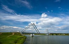 Modern Steel Bridge Over River Stock Image