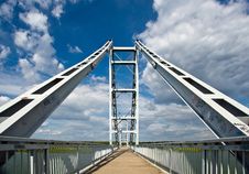 Modern Steel Bridge Over River Royalty Free Stock Images