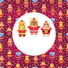 Cartoon Xmas Party Animal Card Stock Photo Cartoon Xmas Party Animal Card Stock Photo