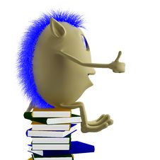 3D Puppet Sitting On Books Royalty Free Stock Photography
