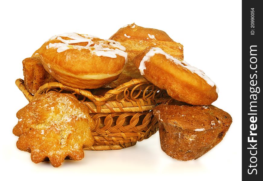 Bread and donuts in a basket