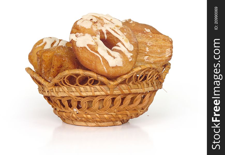 Bread and donuts in a basket