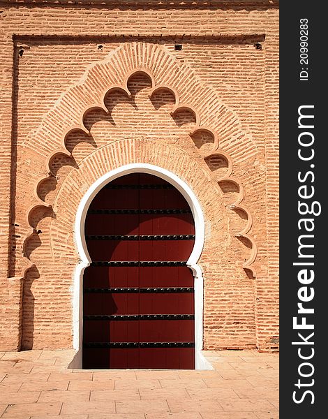 Arabic door in Koutubia mosque in Marrakesh (Morocco)