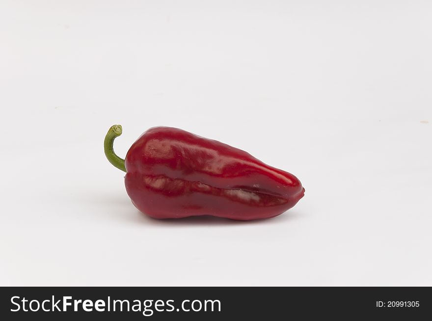 One red Pepper on a white background