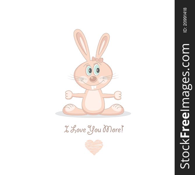 Pink Love Rabbit, Vector Illustration