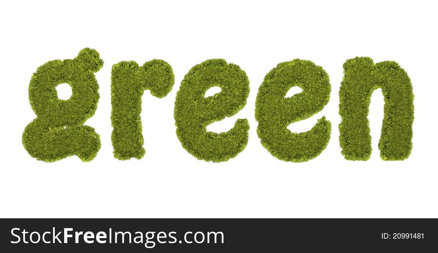 High quality rendering of word with grassy. High quality rendering of word with grassy