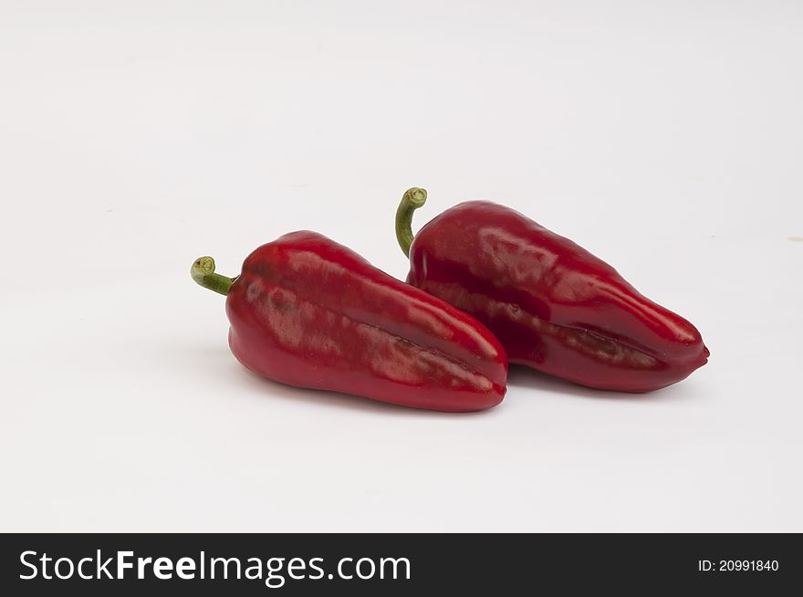 Red Peppers on a white background