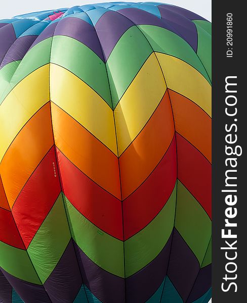 Close up of a colorful hot air ballon, ready to launch. Close up of a colorful hot air ballon, ready to launch