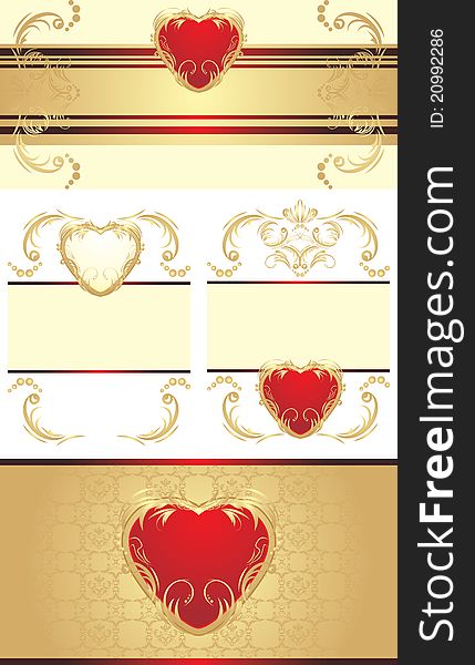 Decorative Borders With Hearts For Festive Cards