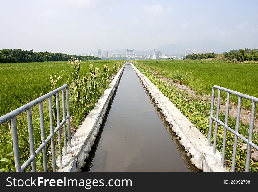 Water flowing in an irrigation canal in Taipei